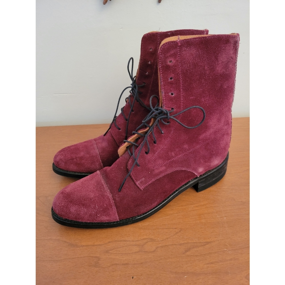 Vintage Bond Boot Co. Effingham Red Suede Western Roper Boots - Size 7.5